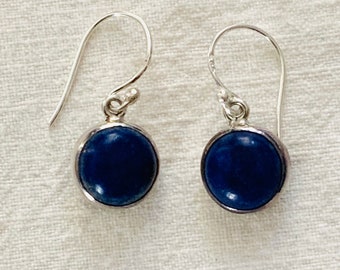 Boucles d'oreilles lapis lazuli, argent 925, rond