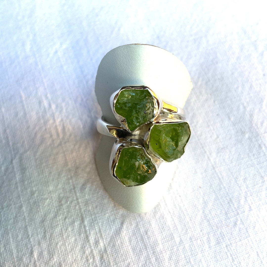 Anillo De Peridoto Verde Natural Con Plata Maciza - Piedra De Nacimiento Agosto, Forma Ovalada Facetada, Para Hombre O Mujer