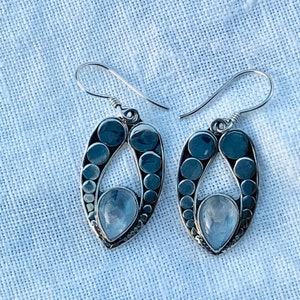 Earrings Moonstone, 925 Silver