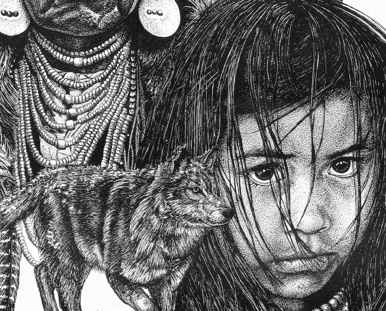Large Native American Pen and Ink Art Print Illustration Etsy