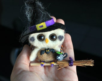 Halloween little needle felted owl