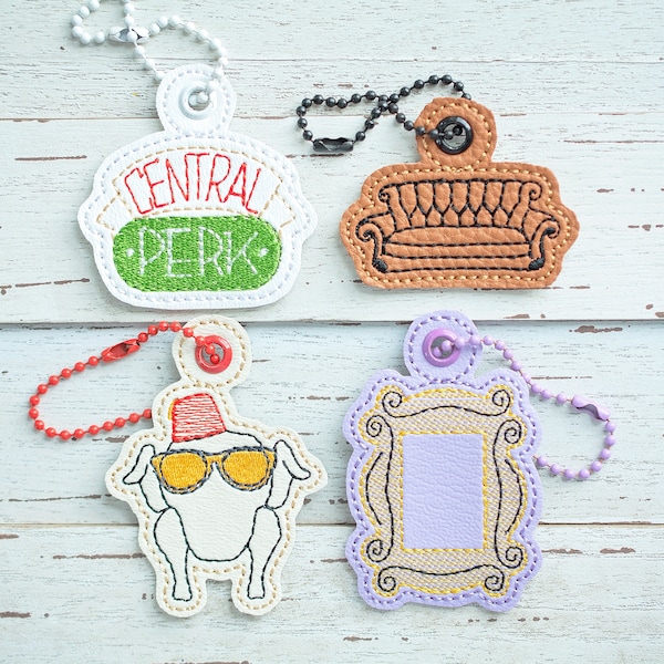 Besties Dangles / Charms (Set of 4) - Digital Embroidery File, 4x4, In The Hoop, NOT A PHYSICAL PRODUCT