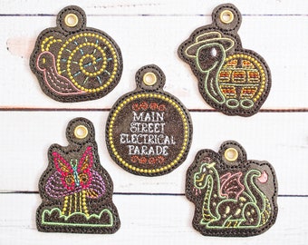Electrical Parade Dangles / Charms (Conjunto de 5) - Archivo de bordado digital, 4x4, en el aro, NO ES UN PRODUCTO FÍSICO