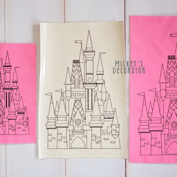 キャッスル アウトライン (4 個セット) - デジタル刺繍ファイル、4x4、5x7、6x10、7 x 11、フープ内、物理的な製品ではありません