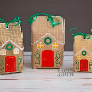 Gingerbread Treat Box (3 Sizes) - Digital Embroidery File, 5x7, 6x10, and 7x12, In The Hoop, NOT A PHYSICAL PRODUCT