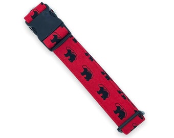 Red and Black Bears Dog Collar, Buckle, Martingale, ADD ON: Embroidered, Personalized, Handmade in Calgary, Alberta, Canada