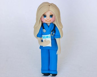 Cute nurse Brooch / handmade polymer clay jewelry