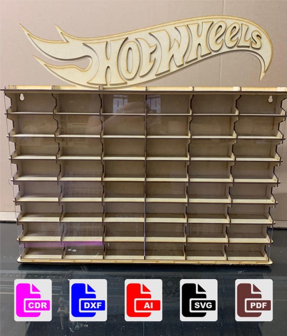 hot wheels display laser cut file, coleccionador para hot wheels archivo de corte laser, cnc, acrylic doors, puertas de acrilico