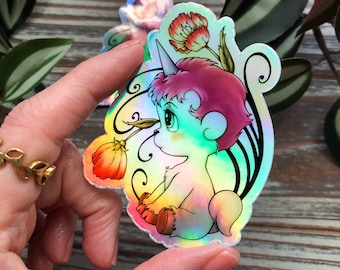 Kawaii Unicorn Holographic Sticker