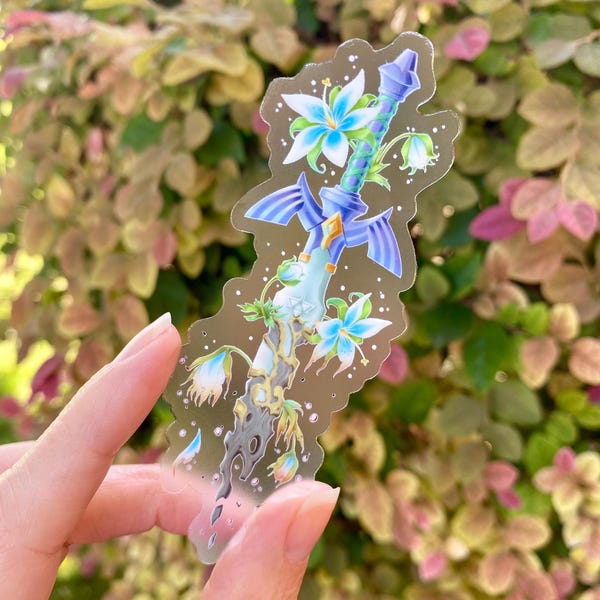 Decayed Master Sword with Flowers Clear Sticker