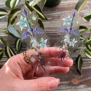 Decayed Sword with Flowers Clear Sticker