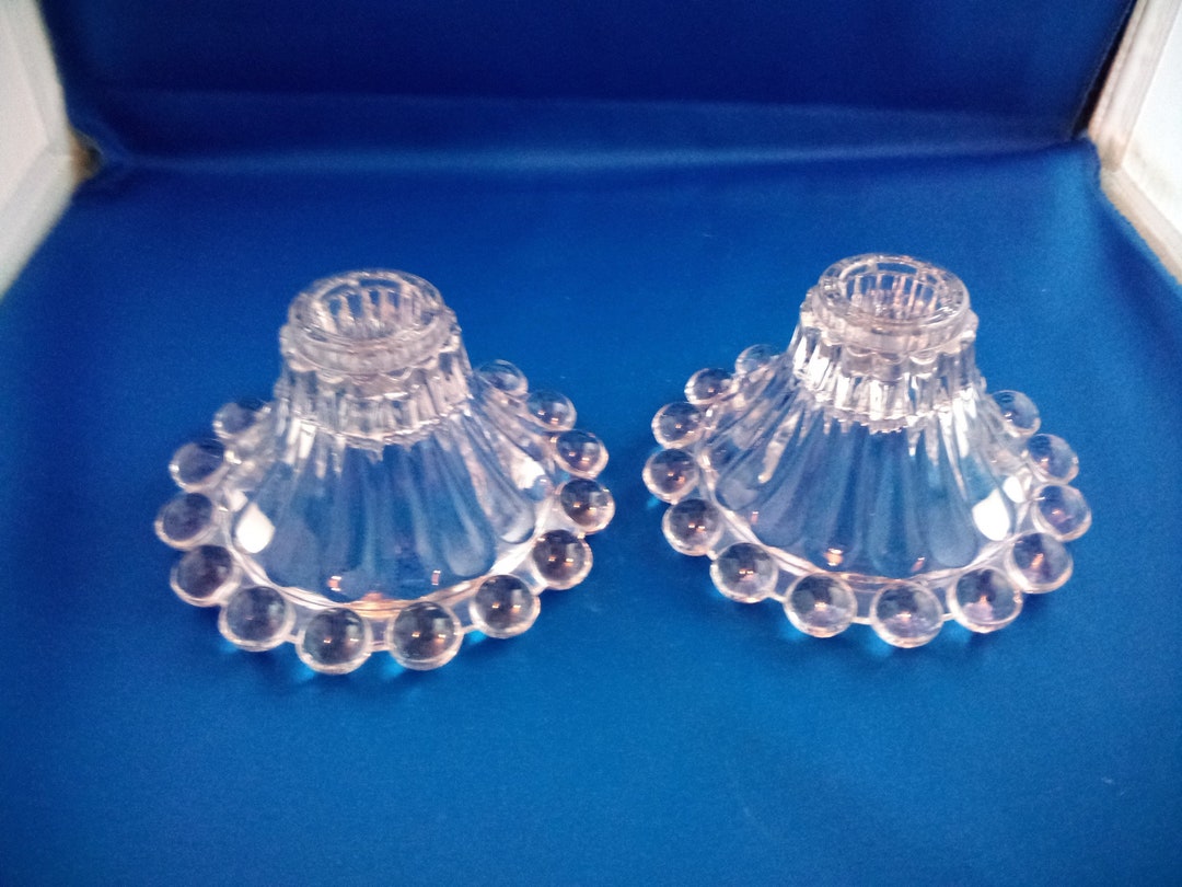 Vintage Depression Glass Candle Holders Candlewick Art Deco Etsy
