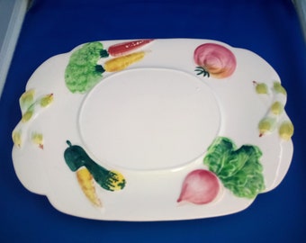 Vintage mid century hand painted vegetable serving dish Kitsch.