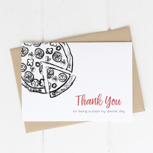 Archivo de tarjeta de agradecimiento de pizza / Papelería imprimible para fiesta de cumpleaños de pizza / Tarjeta de agradecimiento por ser una pizza para mi día especial S294