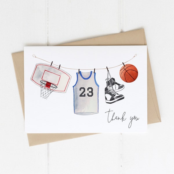 Basketball Thank You card Printable Editable Template | Sports Baby Shower Thank You card S442