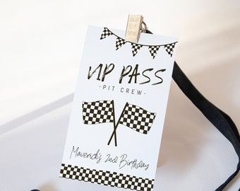 VIP Pit Crew Pass Template | Editable TWO Fast Pit Pass Printable Badge Race Car Dirt Bike Crew Tag S437 S439 S469 S471 S479 S493 S494 S386