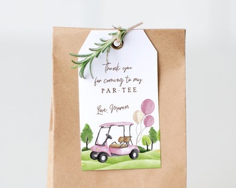 Golf Thank You Favor Tag Template | Hole in ONE Girl 1st Birthday Golfing Printable Gift Tag Thanks for coming to my Par-Teee S467