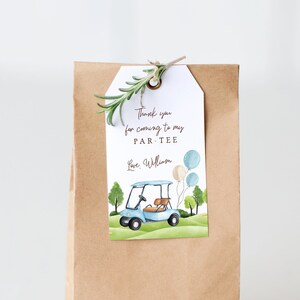 Sjabloon voor golfbedankje voor tag | Hole in ONE-jongen 1e verjaardag golfen Afdrukbaar cadeaukaartje Bedankt voor je komst naar mijn Par-Teee S454