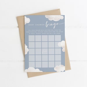 Wolke Bingo Vorlage für Babyparty | Bearbeitbare Wolke 9 Baby Shower Bingo Blatt Spiel Printable Wolke Neun Karte S522