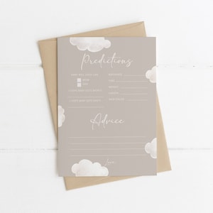 Sjabloon wolkenvoorspelling + advies voor babyshower | Bewerkbare Cloud 9-babyshowergame Afdrukbare Cloud Nine-kaart S523
