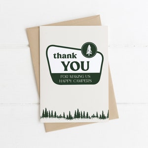 Little Camper Dankeschön-Karte Vorlage | Bearbeitbares Nationalpark-Babyparty-Briefpapier | EIN glücklicher Camper zum 1.Geburtstag Danke S381