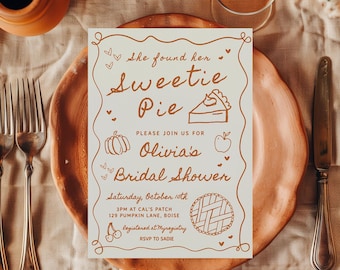 Plantilla de invitación para despedida de soltera con diseño de pastelito dulce / Invitación editable para despedida de soltera de otoño (hazlo tú mismo) S899