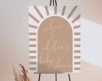 Sunshine Baby Shower Welcome Sign | Our Little Sunshine Birthday Party Welcome Decor Editable Printable Template | S233