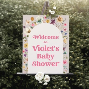 Baby in Bloom Welcome Sign Template | Editable Girl Wildflower Baby Shower Decoration S717