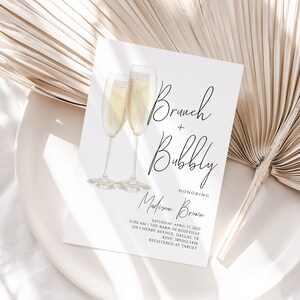 Brunch & Bubbly Bridal Shower Invitation Editable Template Wedding Shower Invite Champagne Shower image 3