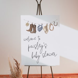 Cowboy Baby Shower Welcome Sign | Western Wild West Boy Baby Sprinkle Welcome Decor Editable Template S227