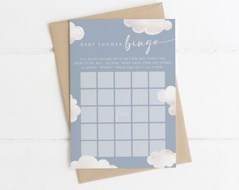 Cloud Bingo Template for Baby Shower | Editable Cloud 9 Baby Shower Bingo Sheet Game Printable Cloud Nine Card S522