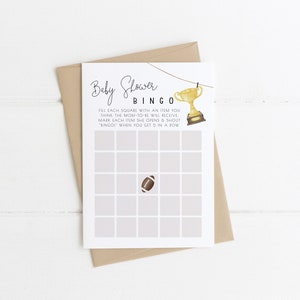 Sjabloon voetbalbingo voor babyshower | All Star Sports babyshower afdrukbare bewerkbare bingokaartspel S243 S271 S274 S275 S284 S290 S608