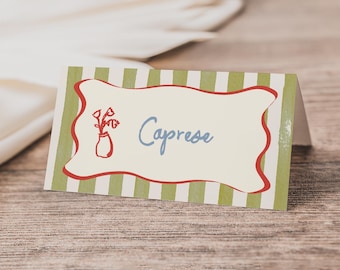 Pasta Food Tent Invitation - Editable Template | DIY Italian Party Place Card S929