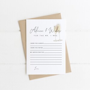Advies en wensen Bingo vrijgezellenfeest afdrukbaar spel | Advies voor de heer en mevrouw | Pop the Champagne Wedding Shower Brunch & Bubbly