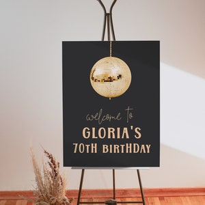 Disco Party Welcome Sign | Disco Ball Dance Birthday Party Welcome Sign Editable Template