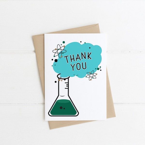 Scientist Thank You card file | Science Experiment Birthday Party Printable Thank You card | S218