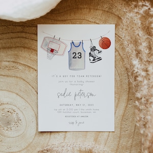 Editable Basketball Baby Shower Invitation Template | Basketball Sports Baby Shower for Dad | Coach Baby Shower S442