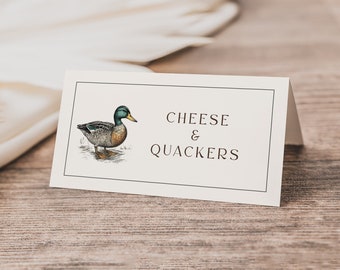 Editable One Lucky Duck Food Tent Template | Boy Duck 1st Birthday Printable Place Card | Little Duck Party Name Tag S556