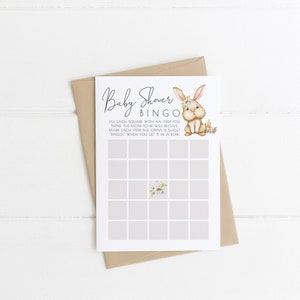 Bunny Baby Shower Bingo, Niektóre Bunny Baby Sprinkle Szablon do druku Edytowalne gry, Karta Bingo S156