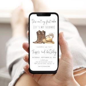 This Ain&#39;t My 1st Rodeo it&#39;s My 2nd Birthday Party Text Invitation | Our Little Cowboy is Two Bday Western  Paperless E-invite S229