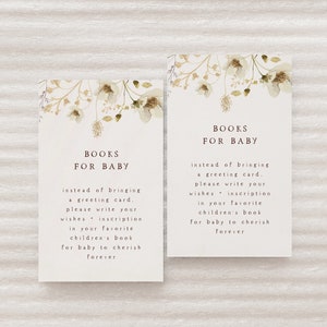 Modèle d'encart pour livre de fleurs sauvages pour bébé | Apportez un livre Baby in Bloom Carte imprimable modifiable pour baby shower S446