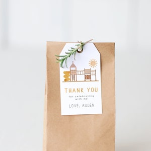 Playground Thank You Favor Tag | Outdoor Park Boy Birthday Party Gift Tag Editable Template