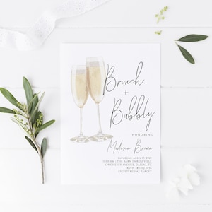 Brunch & Bubbly Bridal Shower Invitation Editable Template Wedding Shower Invite Champagne Shower image 6