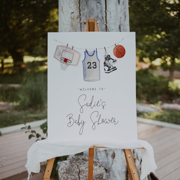 Basketball Welcome Sign Template  | Editable Basketball Baby Shower Sign | Sports Baby Shower Printable S442