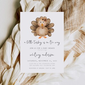 editable girl little turkey baby shower invitation template