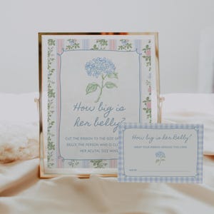 Jak duży jest brzuch mamy szablon gry | Edytowalna karta gry Vintage Baby Shower - DIY do wydrukowania Pobierz S847
