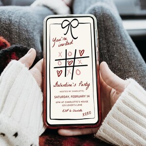 Bearbeitbare Galentines Party Text-Einladungsvorlage | Valentinstag Party E-einladen | Galentine's Day Party laden XOXO S755 ein