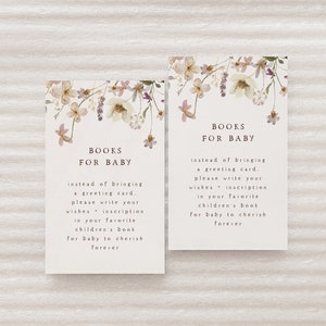 Książki Wildflower dla niemowląt Szablon Wkładka | Baby in Bloom Przynieś książkę Baby Shower Edytowalna Karta Do Wydrukowania S457