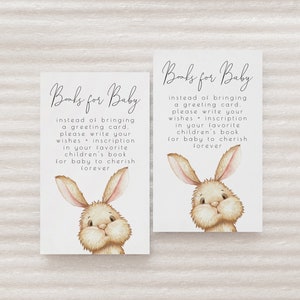 Wkładka do książek o króliczkach dla niemowląt | Neutralne pod względem płci Niektóre króliczki Baby Shower Zapasy w bibliotece Szablon do wydrukowania Edytowalny | Przynieś książkę | S224