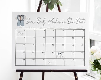 Buy Guess Baby's Due Date Calendar Little Man Baby Shower Sign